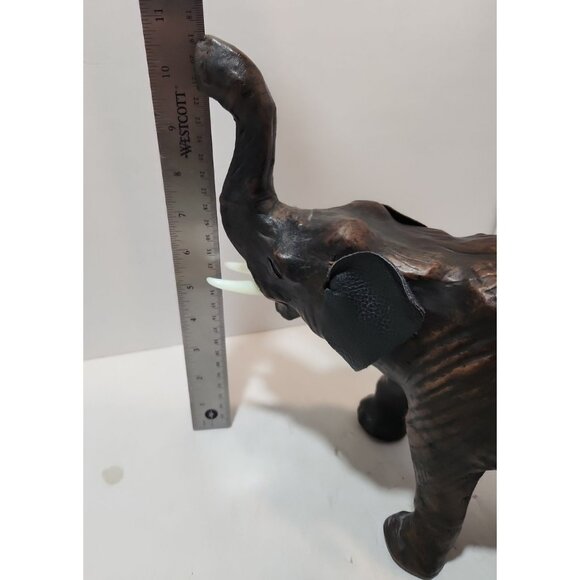 Vintage Leather Wrapped Brown Elephant Figurine 13" Long by 10.5" Tall Realistic - Picture 13 of 14